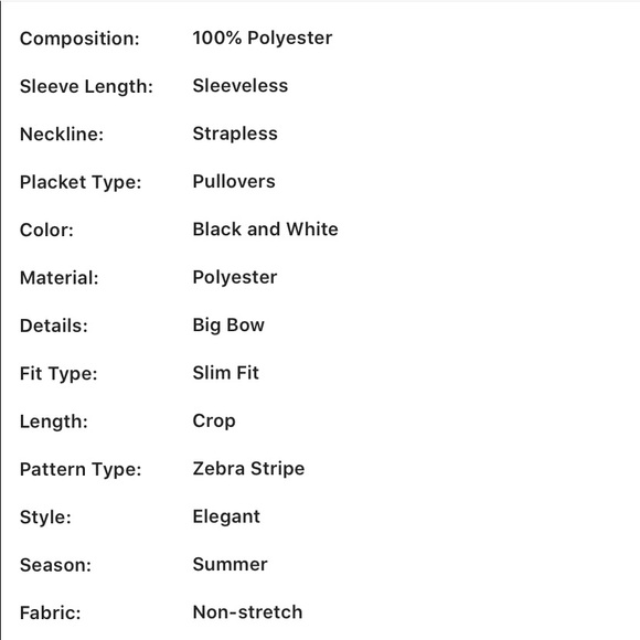 ZEBRA STRIPED BIG BOW TUBE TOP  NWOT - Picture 7 of 7